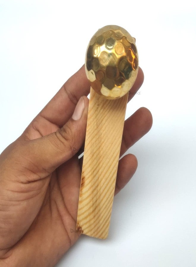 Bnospace Door Stopper Wedge with Golden Hammered Knob | Non-Slip Wooden Door Stop Protector Wedges for All Surfaces Home & Office | Eco Friendly Doorstops Pack of 1 - Image 3